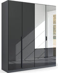 Oakwood Rauch Basalt Glass With Mirror Modern Quadra Spin 4 Door Combi 181CM Wardrobe