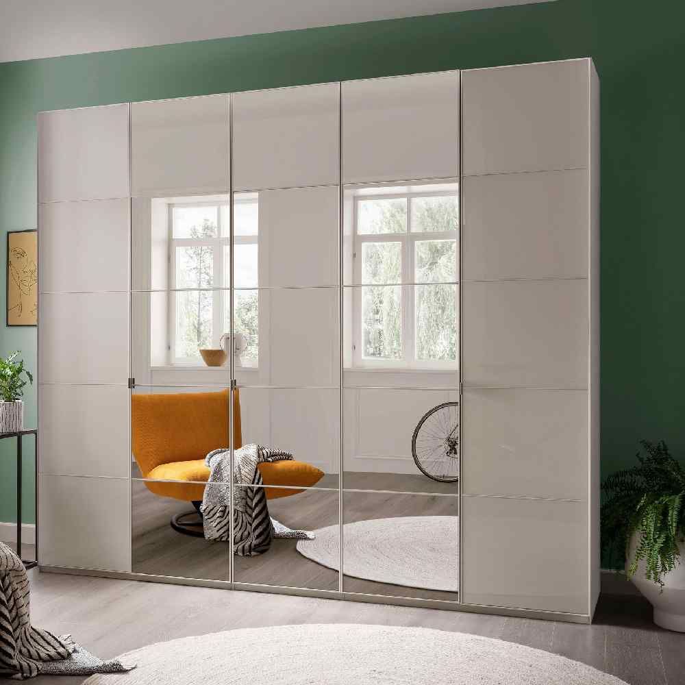 Oakwood Wiemann Quito Champagne and Champagne Glass With Mirror 5 Door Wardrobe - 250CM