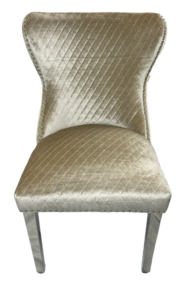Oakwood Lewis Mink Lion Knockerback Plush Velvet Dining Chairs