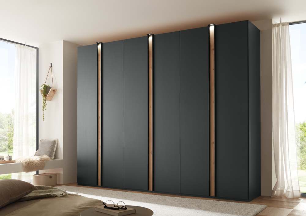 Oakwood Wiemann Lagos Graphite With Bianco Oak Front 4 Hinged Door Wardrobe