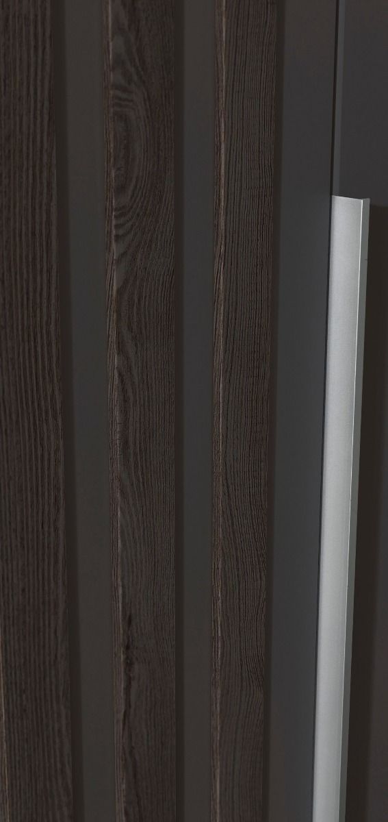 Oakwood Rauch Lamella Metallic Grey and Black oak Hinged Door Wardrobe