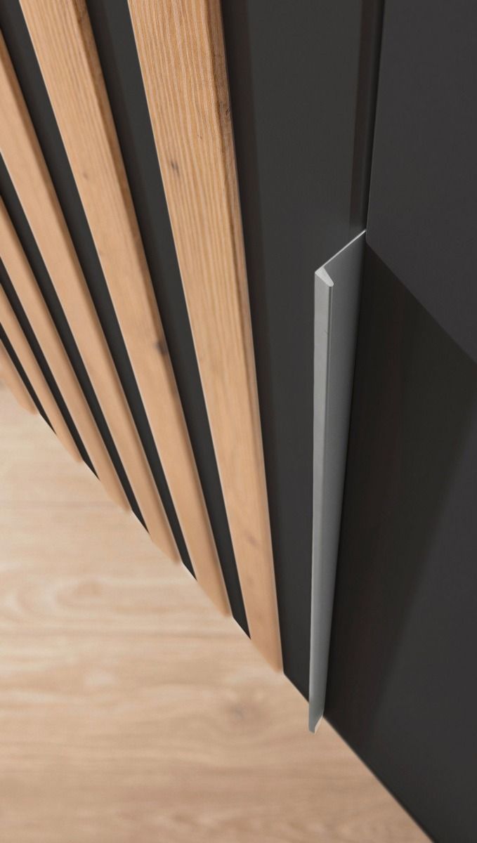 Oakwood Rauch Lamella Metallic Grey artisan oak and Mirror Front Hinged Wardrobe