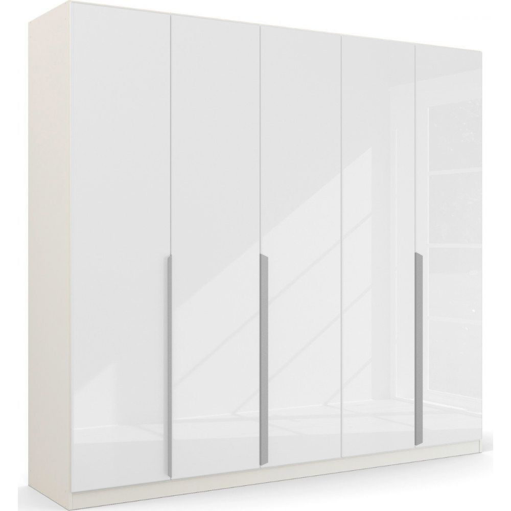 Oakwood Rauch White Glass Modern Quadra Spin 5 Door Hinged 226CM Wardrobe