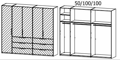 Oakwood Rauch Miramar Full Mirror Front 5 Door Hinged Combi Wardrobe
