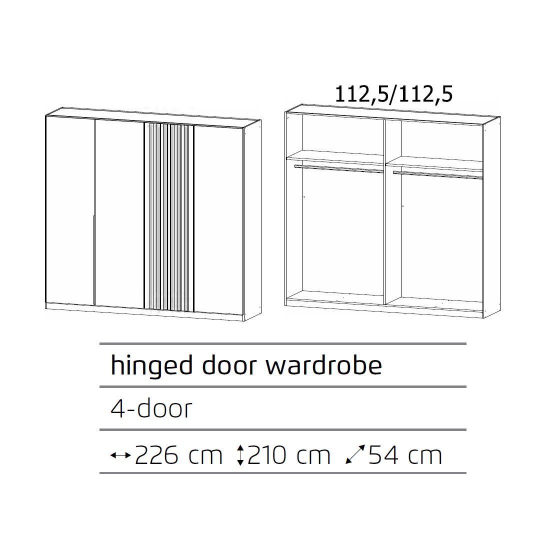 Oakwood Rauch Lamella Metallic Grey And Artisan Oak Hinged Door Wardrobe