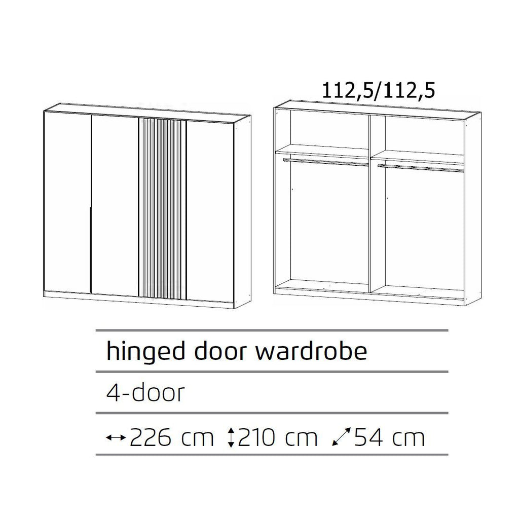 Oakwood Rauch Lamella Metallic Grey black oak and Mirror Front Wardrobe