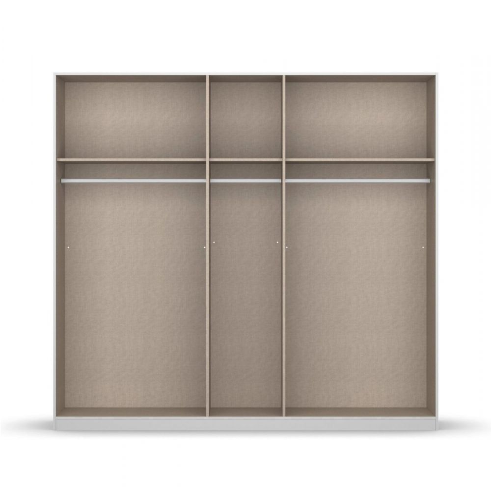 Oakwood Rauch Skyla Alpine White 5 Hinged Door Wardrobe with Full Grey Mirror Front