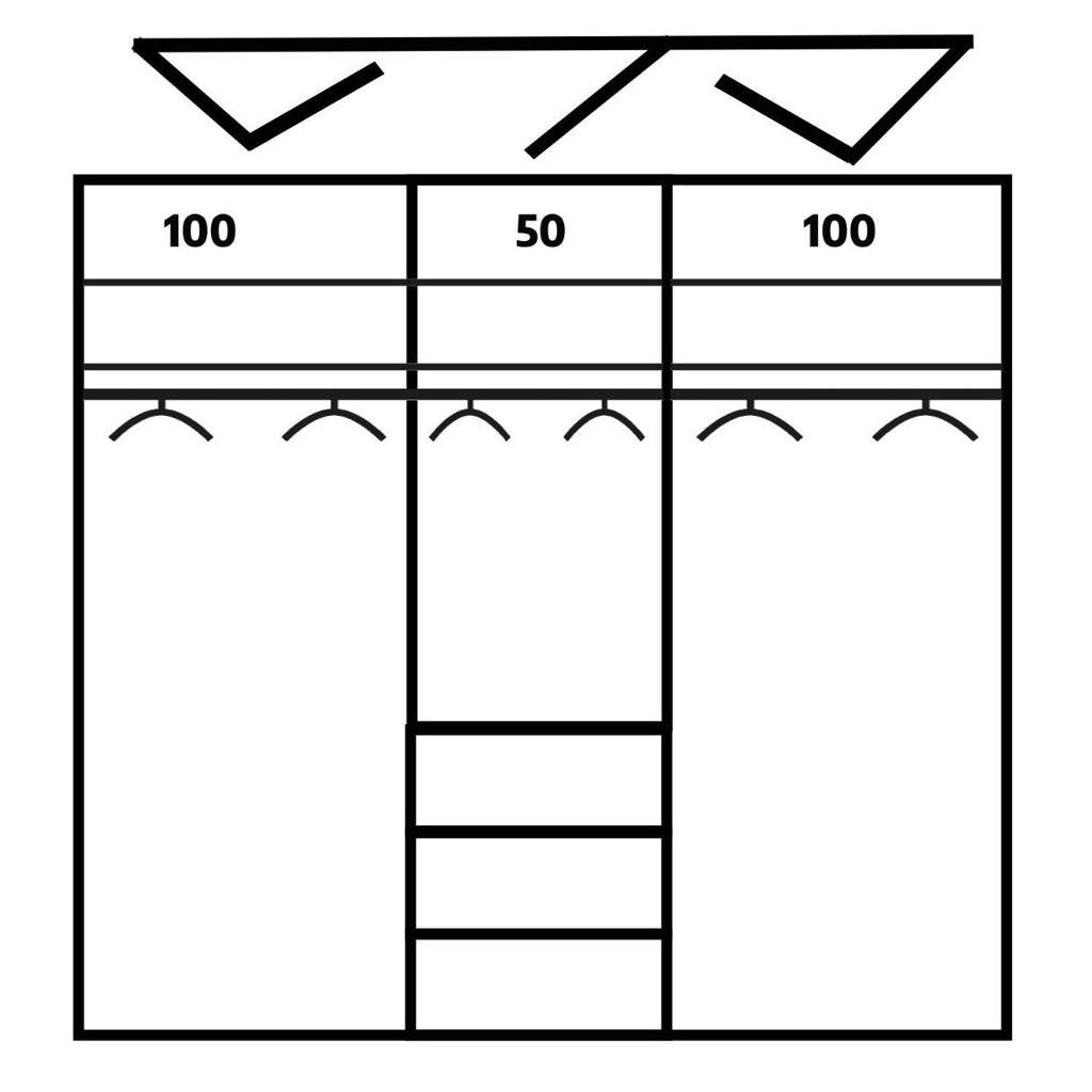 Oakwood Rauch Erimo Style 1 Graphite & White Glass Bi-folding 5 doors Combi Wardrobe W254CM
