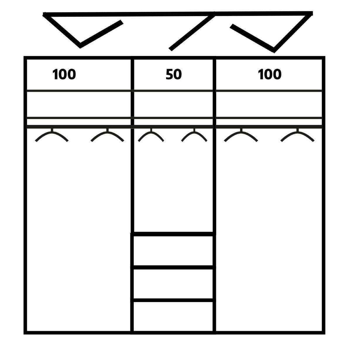 Oakwood Rauch Erimo Style1 Basalt Glass Bi-folding 5 doors Combi Wardrobe W254CM