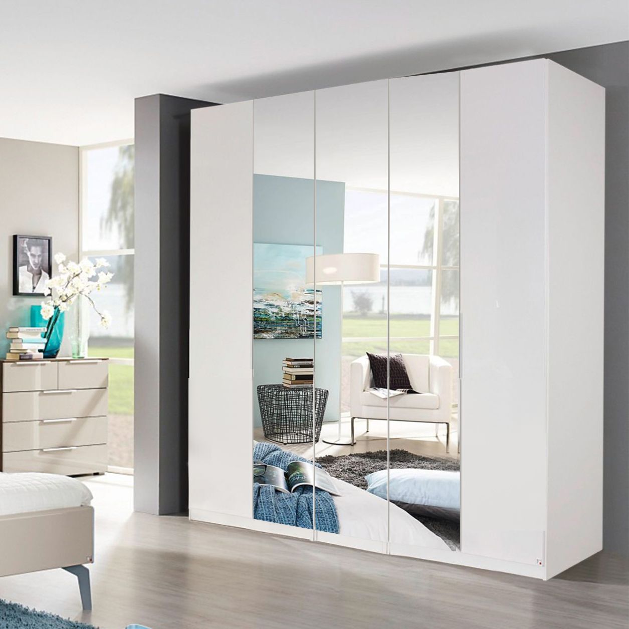 Oakwood Rauch Zenaya 5 Hinged Door Wardrobe With Mirror