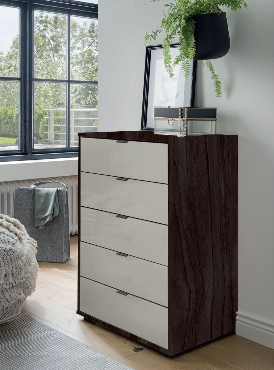 Oakwood Wiemann Quito Mocca Oak And Pebble Grey 5 Drawer Chest