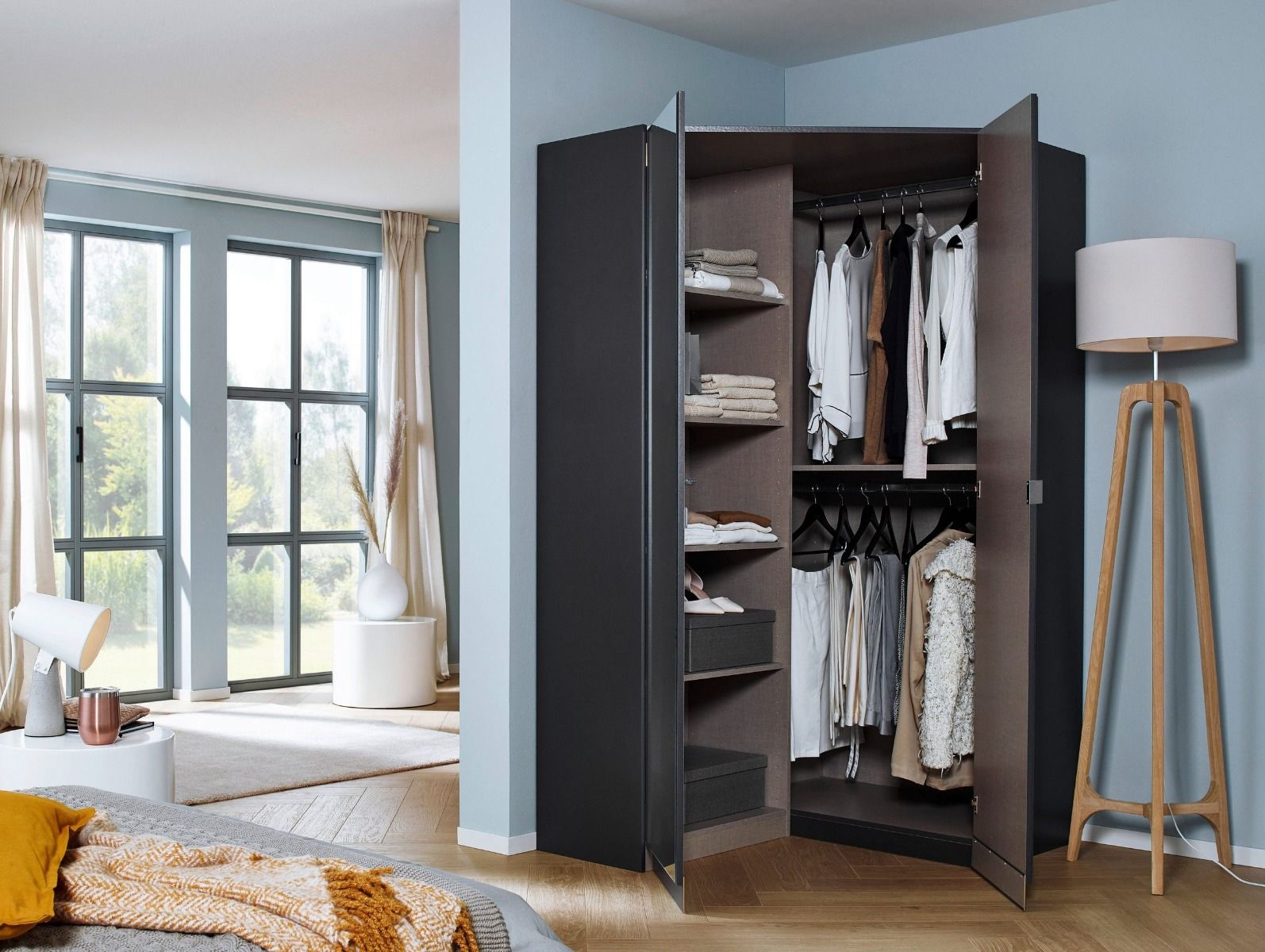 Oakwood Rauch Ontario Corner Hinged Door Wardrobe With Mirror