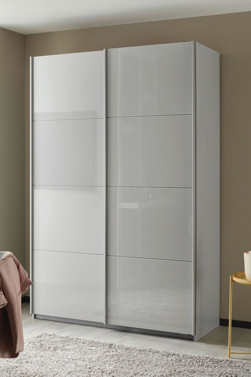 Oakwood Rauch Quadra Silk Grey Glass 2 Gliding Door Wardrobe