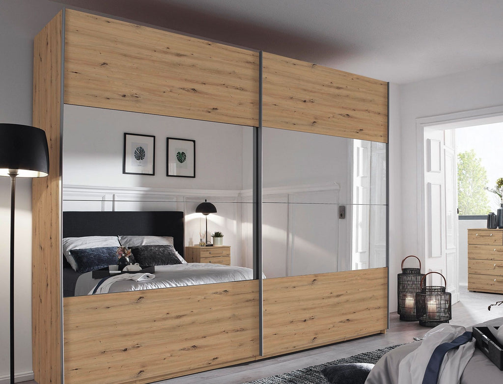 Oakwood Rauch Tarabo Artisan Oak and Mirror Front Sliding Door Wardrobe
