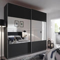 Oakwood Rauch Tarabo Graphite and Mirror Front Sliding Door Wardrobe