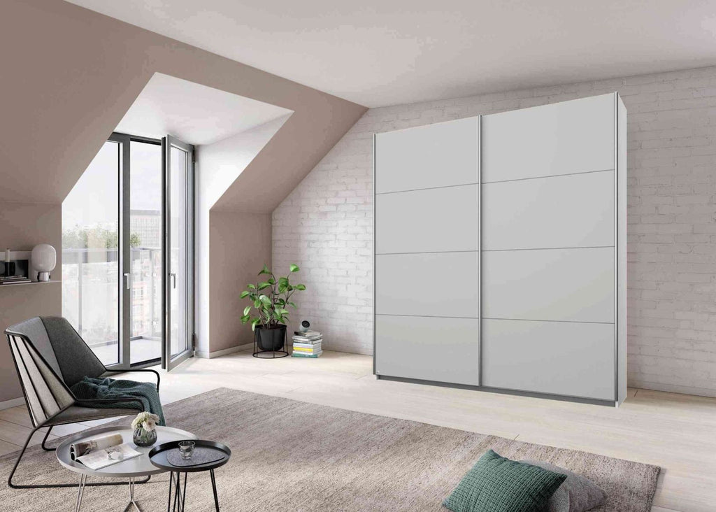 Oakwood Rauch Quadra Silk Grey Glass 2 Gliding Door Wardrobe