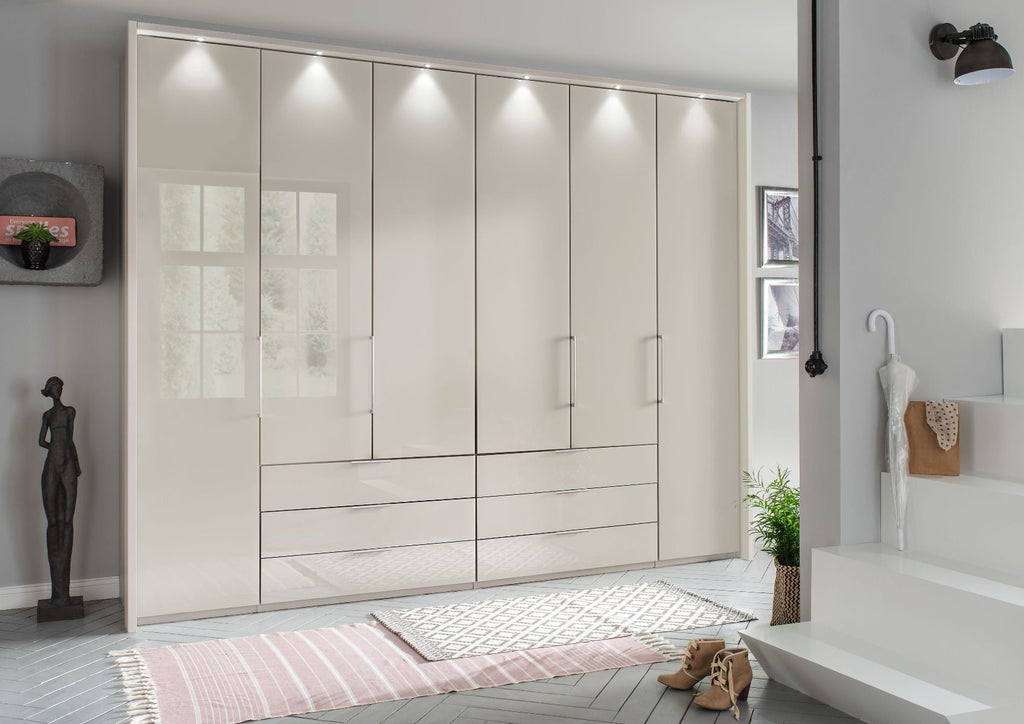 Oakwood Wiemann Monaco 1000 Combi 6 Hinged Door Glass Front Wardrobe