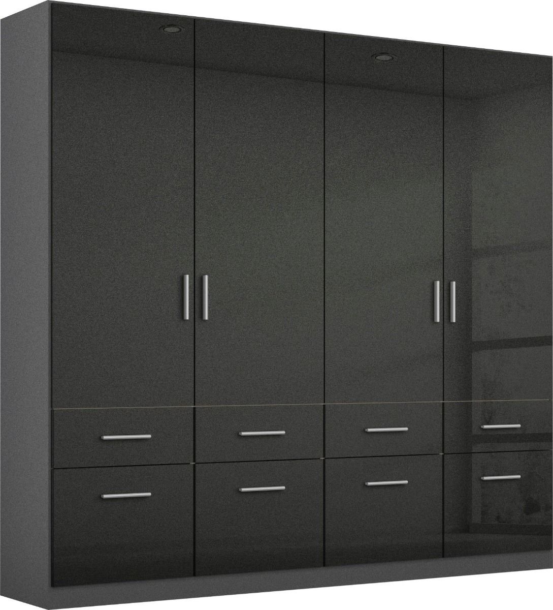 Oakwood Rauch Celle High Polish Effect Grey 4 Door Hinged Combi Wardrobe