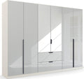 Oakwood Rauch White Glass With Mirror Modern Quadra Spin 6 Door Combi 271CM Wardrobe
