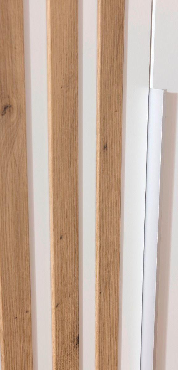 Oakwood Rauch Lamella Alpine White and Artisan Oak 4 Door Hinged Wardrobe