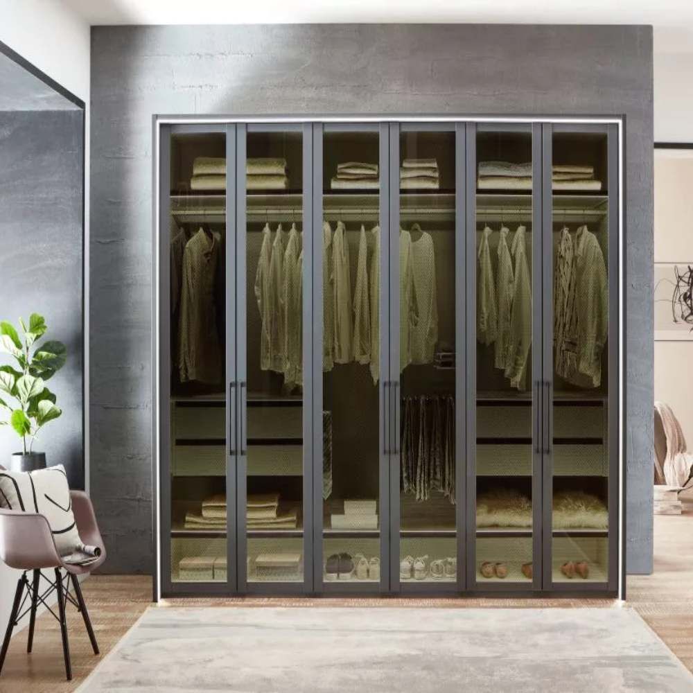Oakwood Wiemann Split 4 Door Transparent Glass Wardrobe
