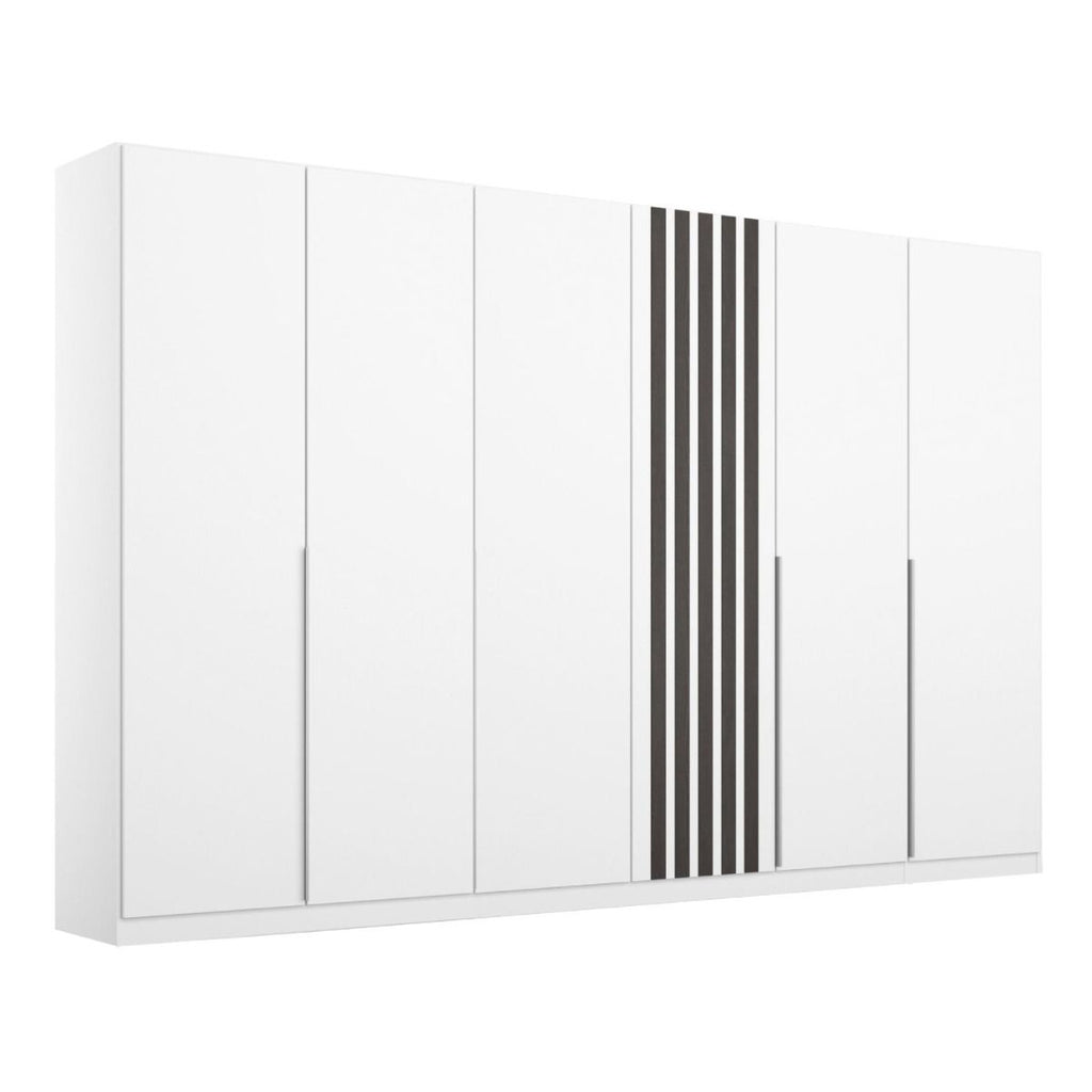 Oakwood Rauch Lamella Alpine white and Black oak 4 Door Hinged Wardrobe