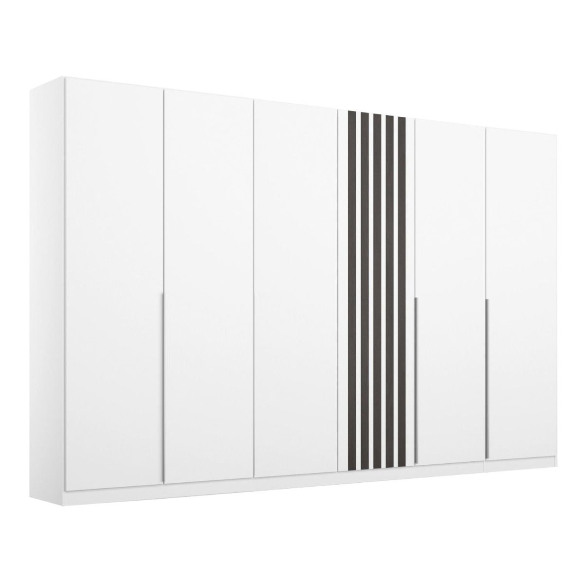Oakwood Rauch Lamella Alpine white and Black oak 4 Door Hinged Wardrobe