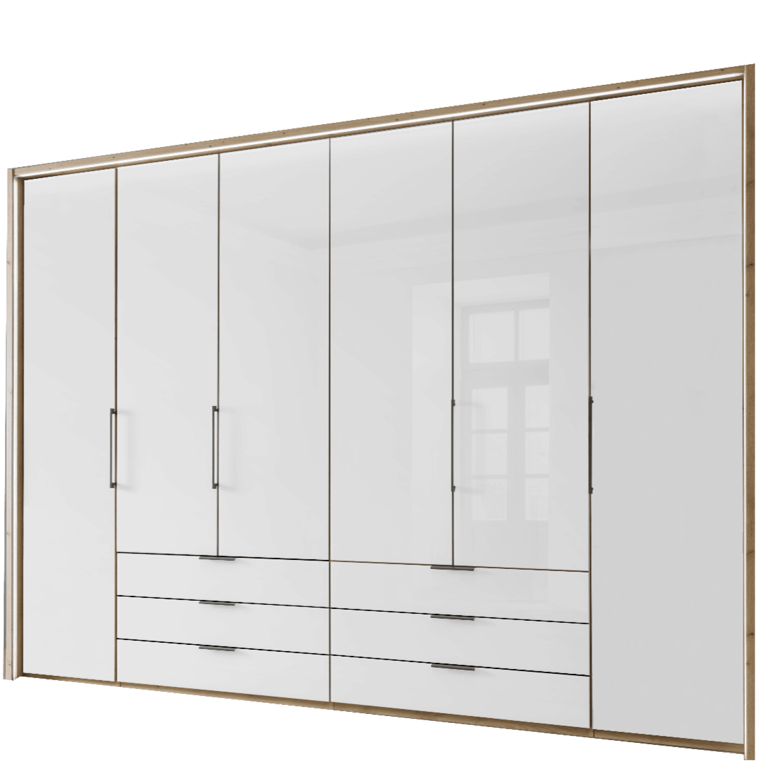 Oakwood Wiemann Monaco 1000 Combi 6 Hinged Door Glass Front Wardrobe