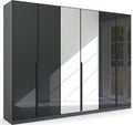 Oakwood Rauch Basalt Glass With Mirror Modern Quadra Spin 6 Door Hinged 271CM Wardrobe