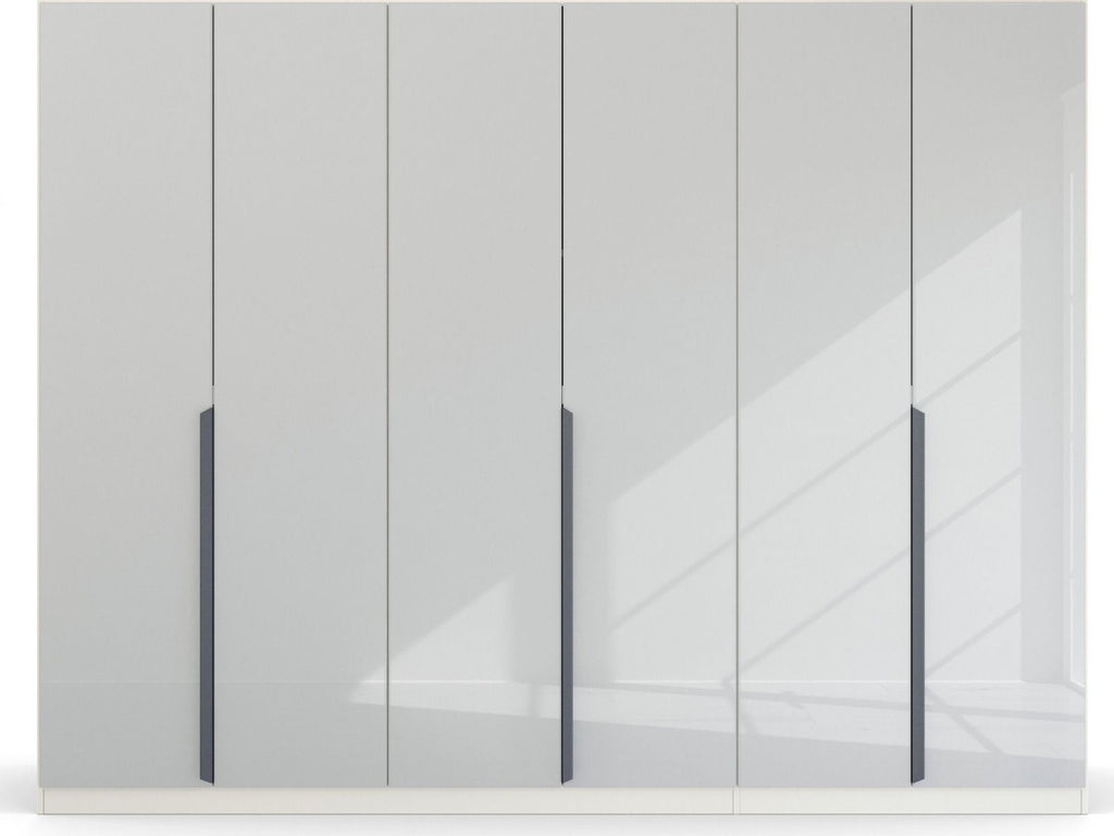 Oakwood Rauch White Glass Modern Quadra Spin 6 Door Hinged 271CM Wardrobe