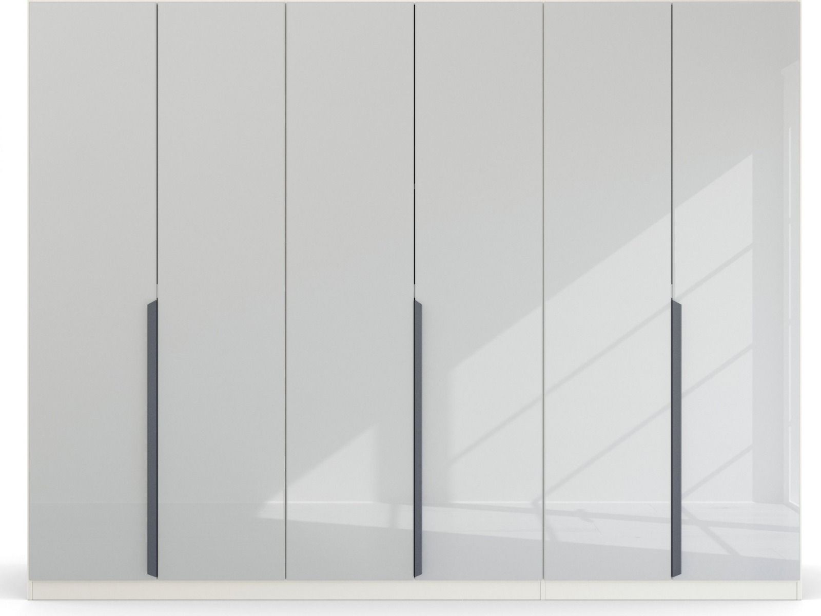 Oakwood Rauch White Glass Modern Quadra Spin 6 Door Hinged 271CM Wardrobe