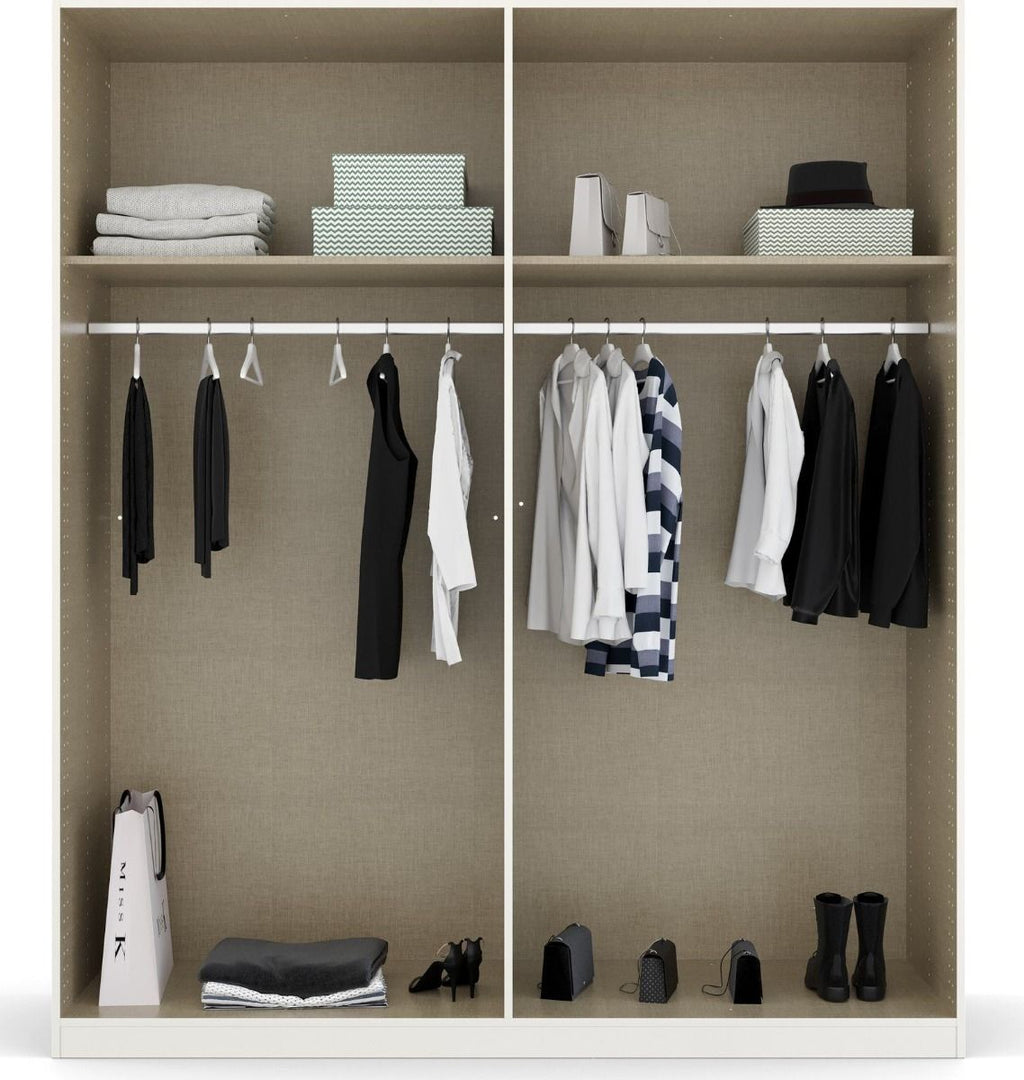 Oakwood Rauch White Glass Modern Quadra Spin 4 Door Hinged 181CM Wardrobe