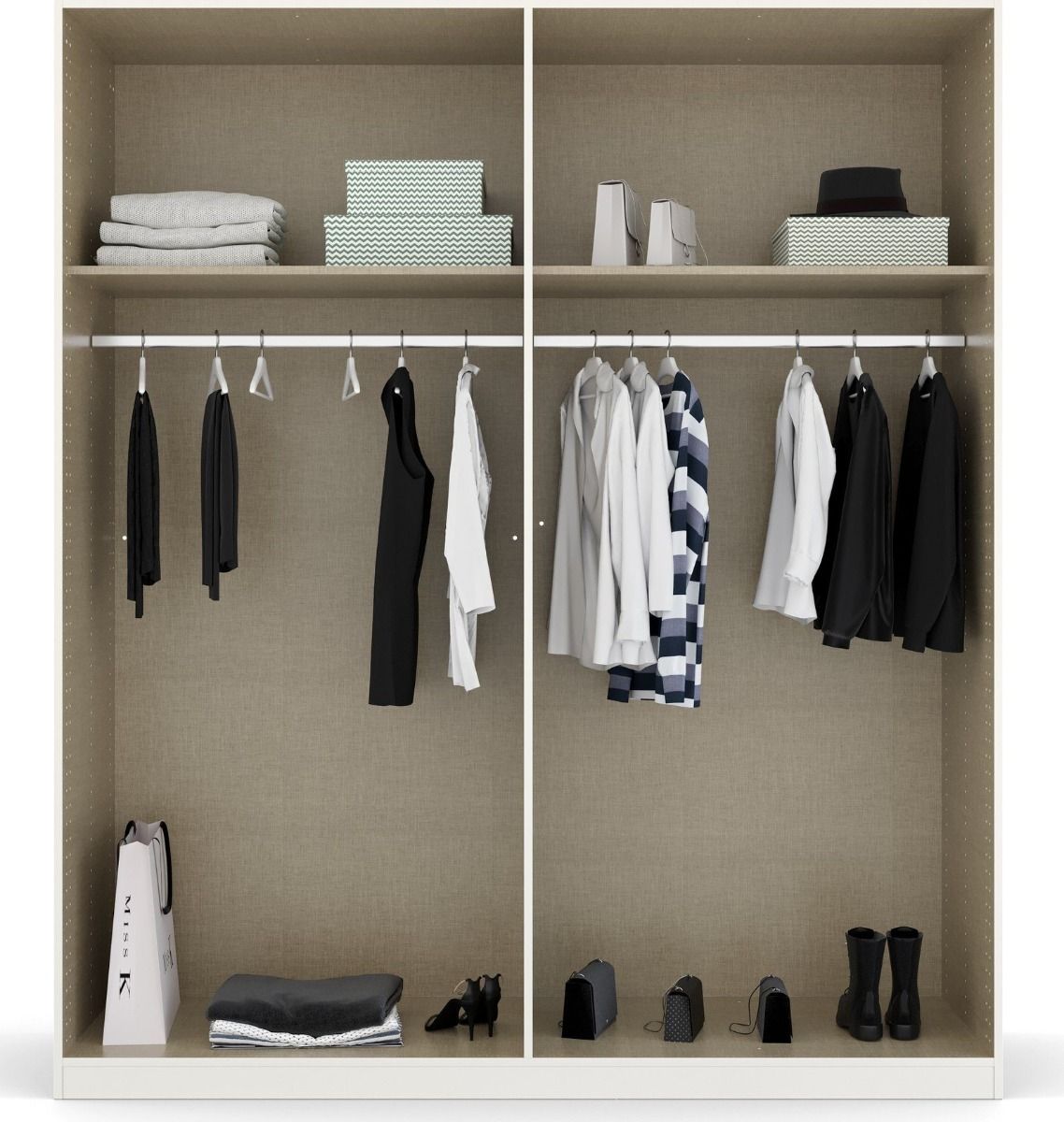 Oakwood Rauch White Glass With Mirror Modern Quadra Spin 4 Door Hinged 181CM Wardrobe