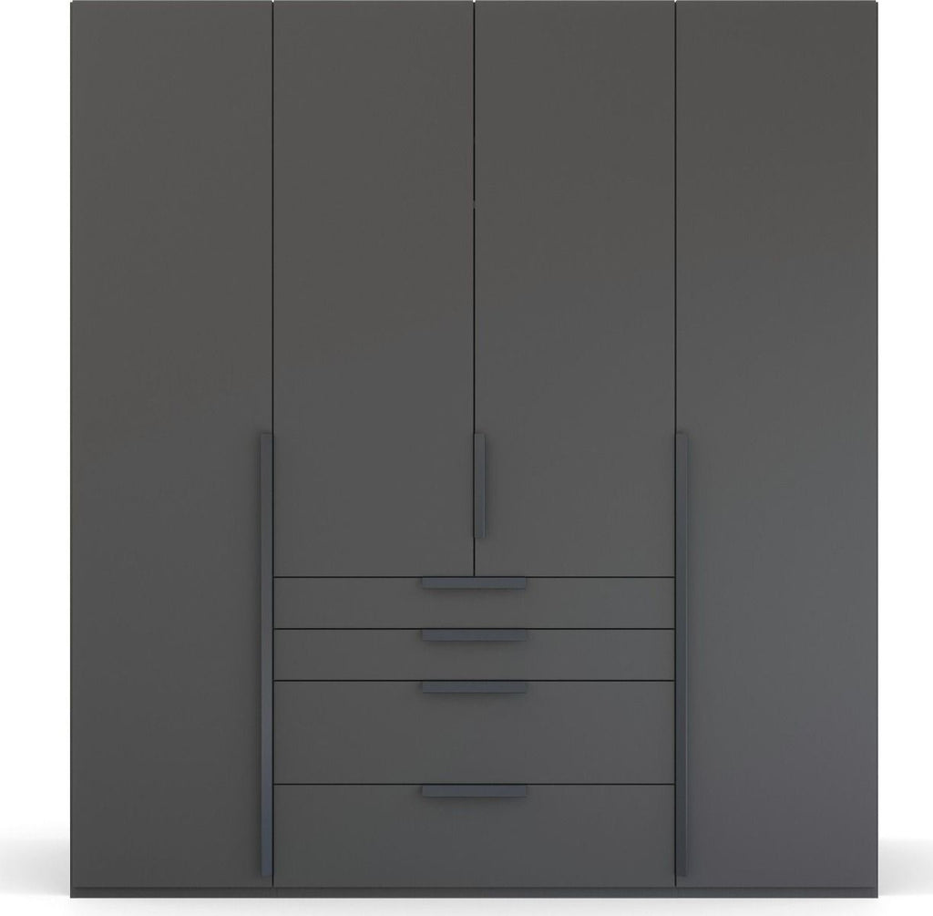 Oakwood Rauch Purisma Graphite 4 Door Hinged  Combi Wardrobe