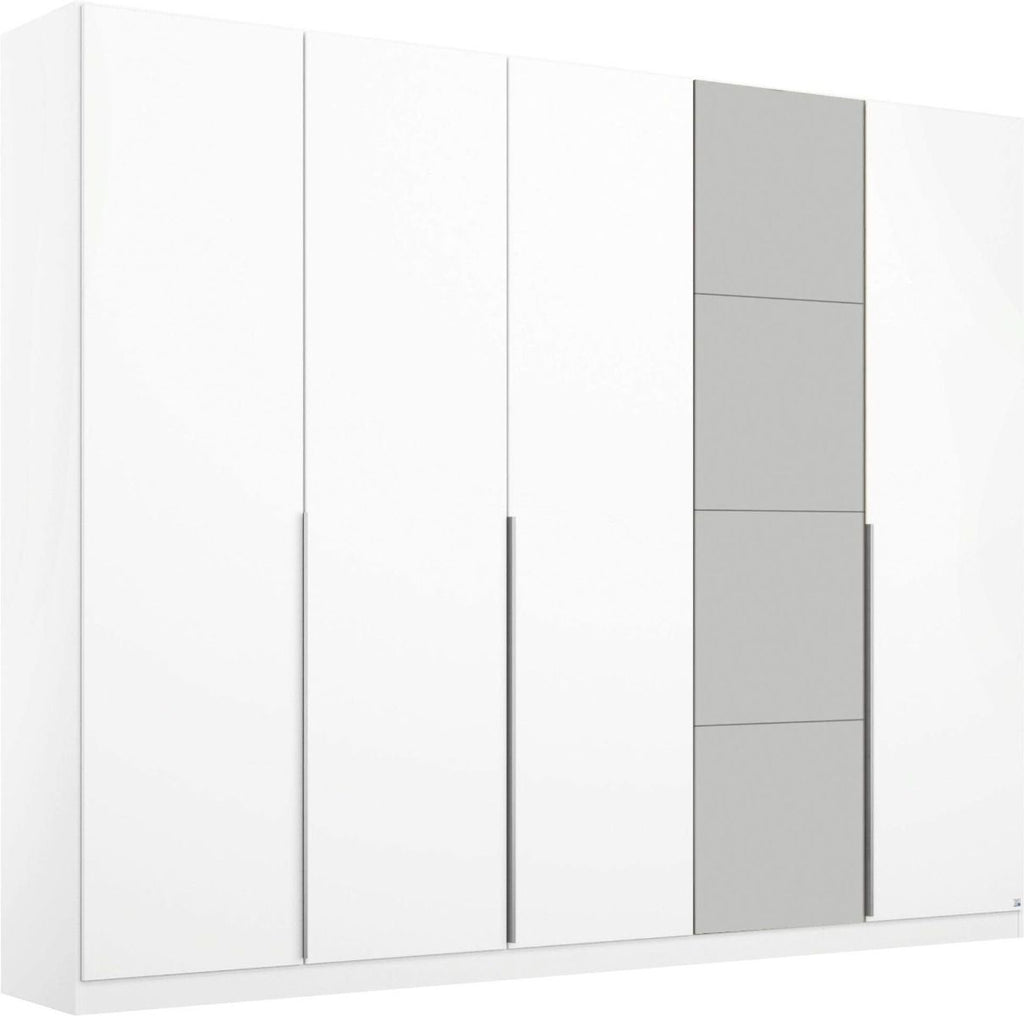 Oakwood Rauch Bellezza High Gloss White and Grey 5 Door Hinged wardrobe