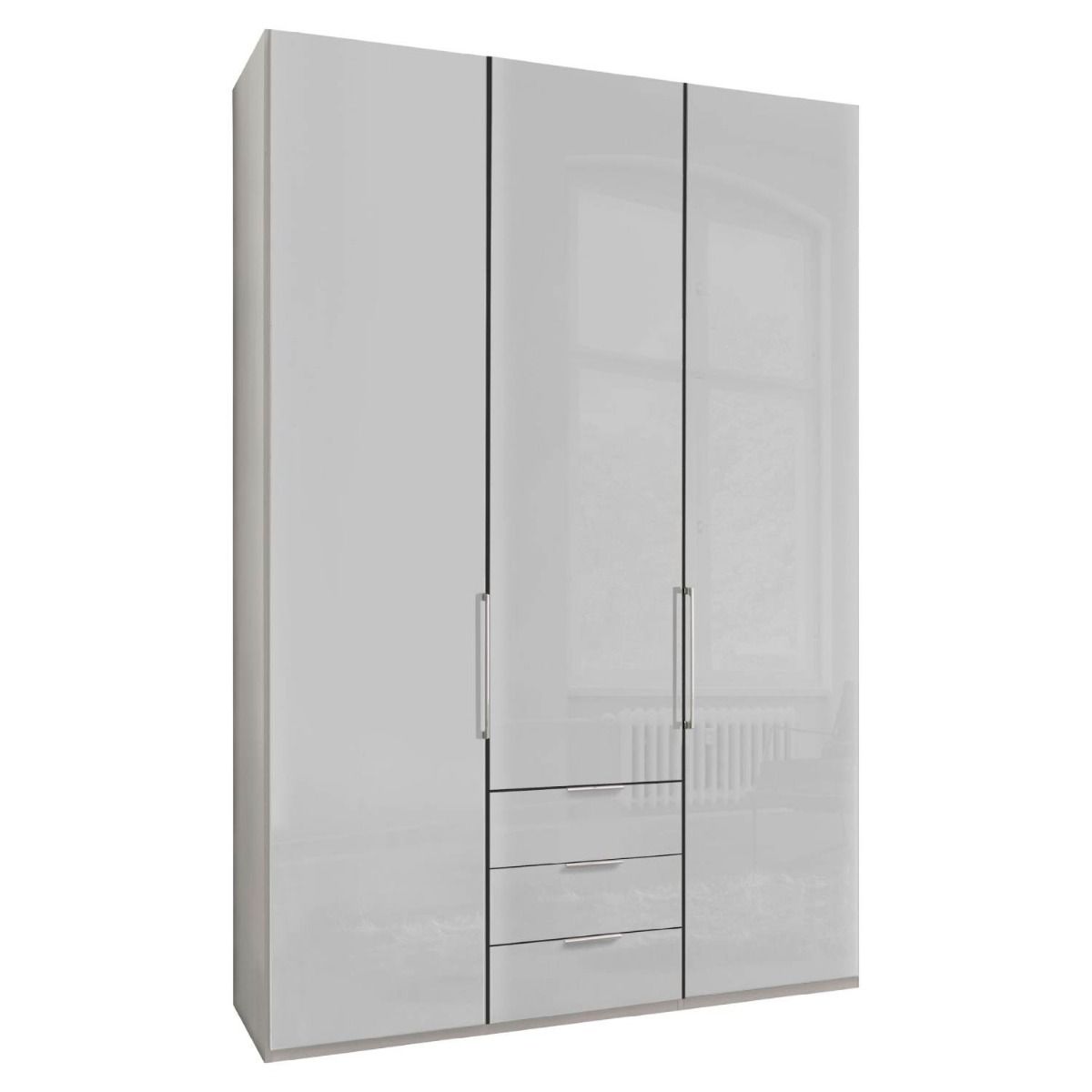 Oakwood Wiemann Monaco 3 Door Glass Front Wardrobe With Drawers