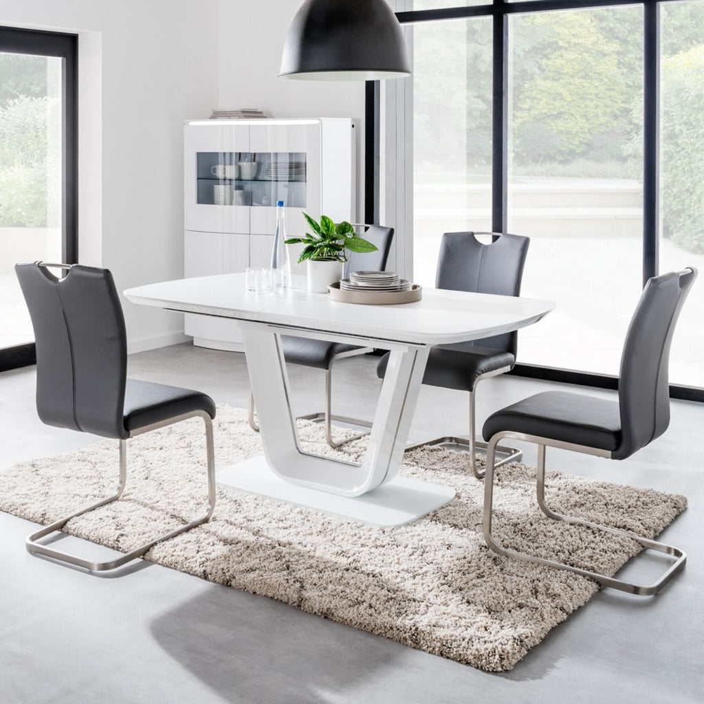 Oakwood Vida Living Lazzaro 160cm Ext White High Gloss Dining Table