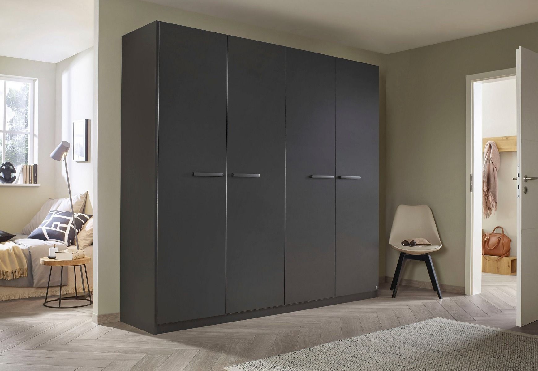 Oakwood Rauch Modi Metallic Grey 4 Door Hinged Wardrobe