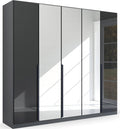 Oakwood Rauch Bassalt Glass With Mirror Modern Quadra Spin 5 Door Hinged 226CM Wardrobe