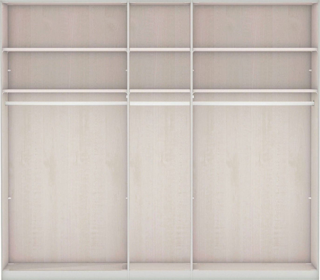Oakwood Wiemann Berlin Pebble Grey Glass & Mirror Front Hinged Door Wardrobe