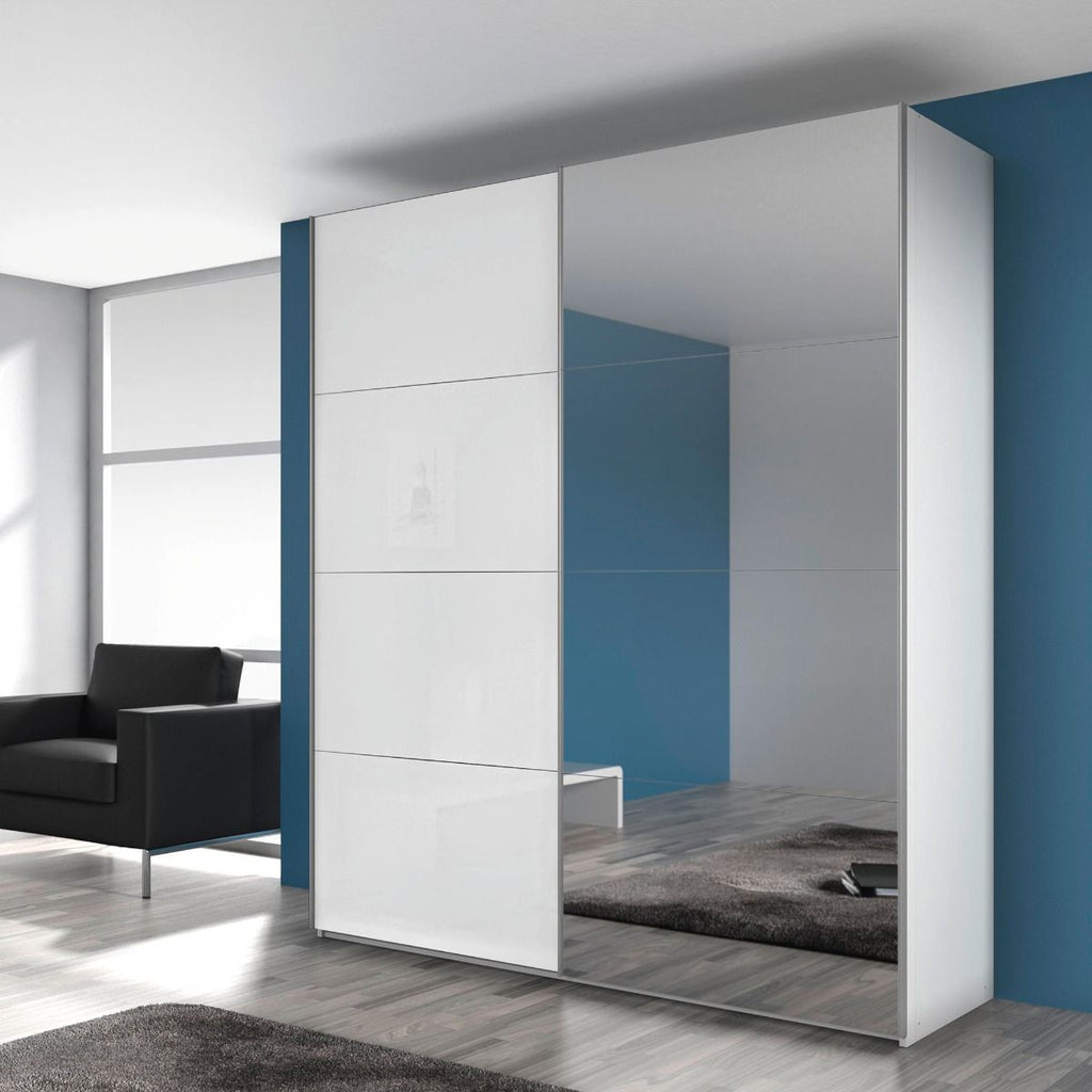 Oakwood Rauch Stuttgart Sliding Wardrobe Alpine White/High Polish White 181x197
