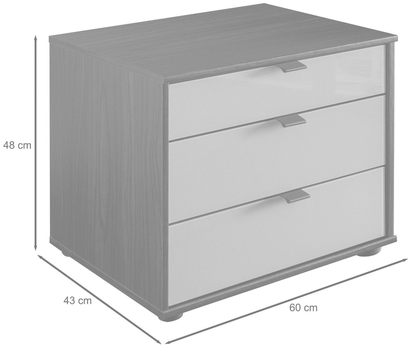 Oakwood Wiemann quito Bianco Oak And Champagne Glass Bedside  Table