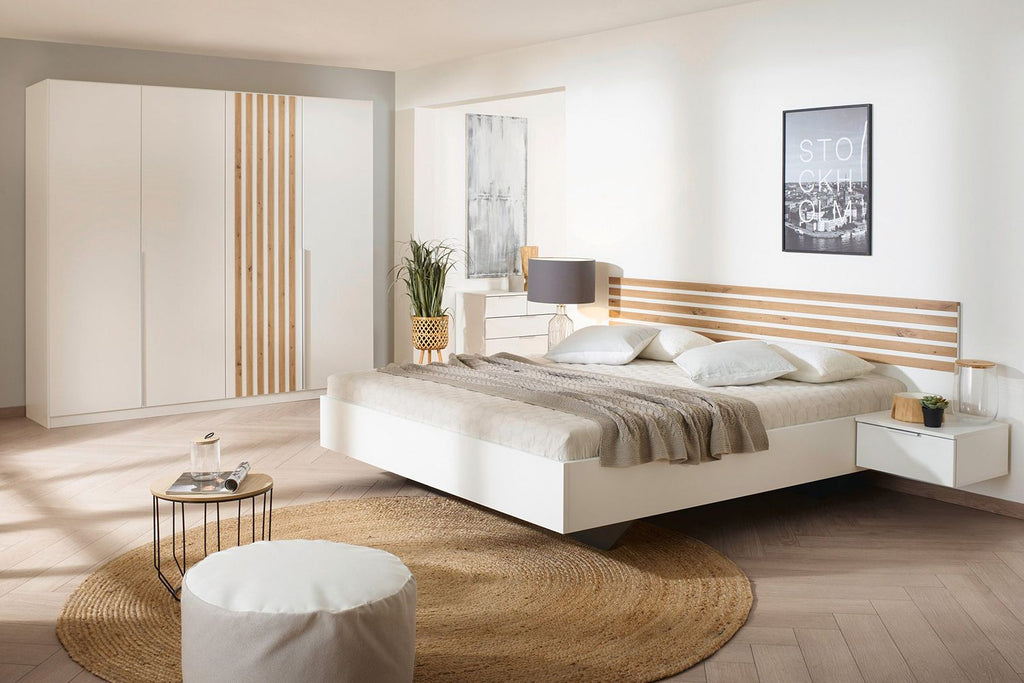 Oakwood Rauch Lamella Alpine White and Artisan Oak 4 Door Hinged Wardrobe