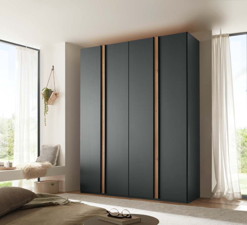 Oakwood Wiemann Lagos Graphite With Bianco Oak Front Hinged Door Wardrobe