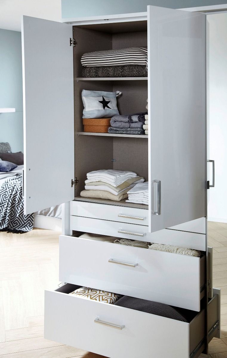 Oakwood Homburg Metallic Grey High Gloss White Extended Height 3 Door Combi Wardrobe