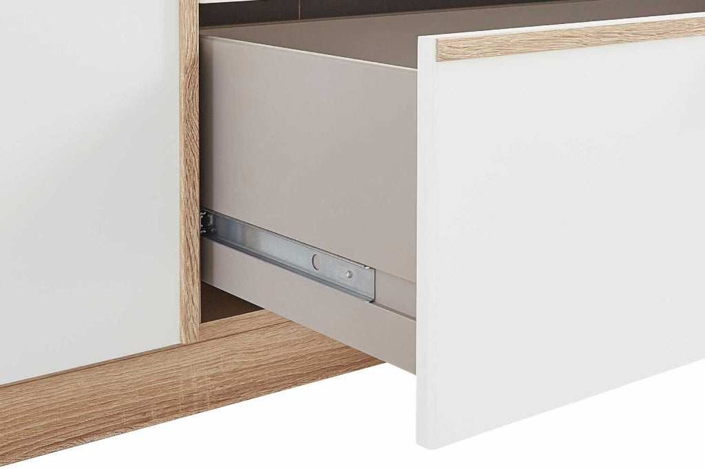 Oakwood Rauch Essensa Sonoma Oak and White 3 Door Hinged Combi Wardrobe With Mirror