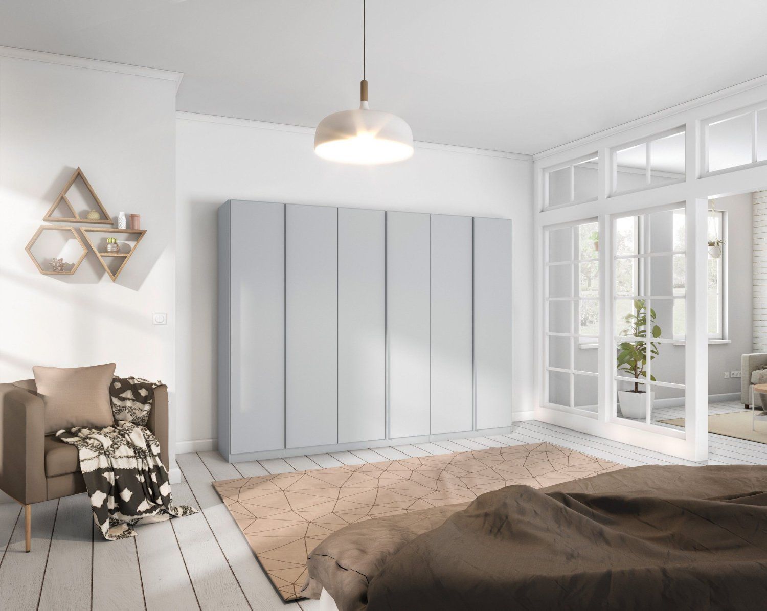 Oakwood Rauch Monostar Silk Grey 6 Door Hinged Wardrobe W271CM