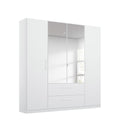 Oakwood Rauch Essensa 4 Door High Polish White Wardrobe With Drawers