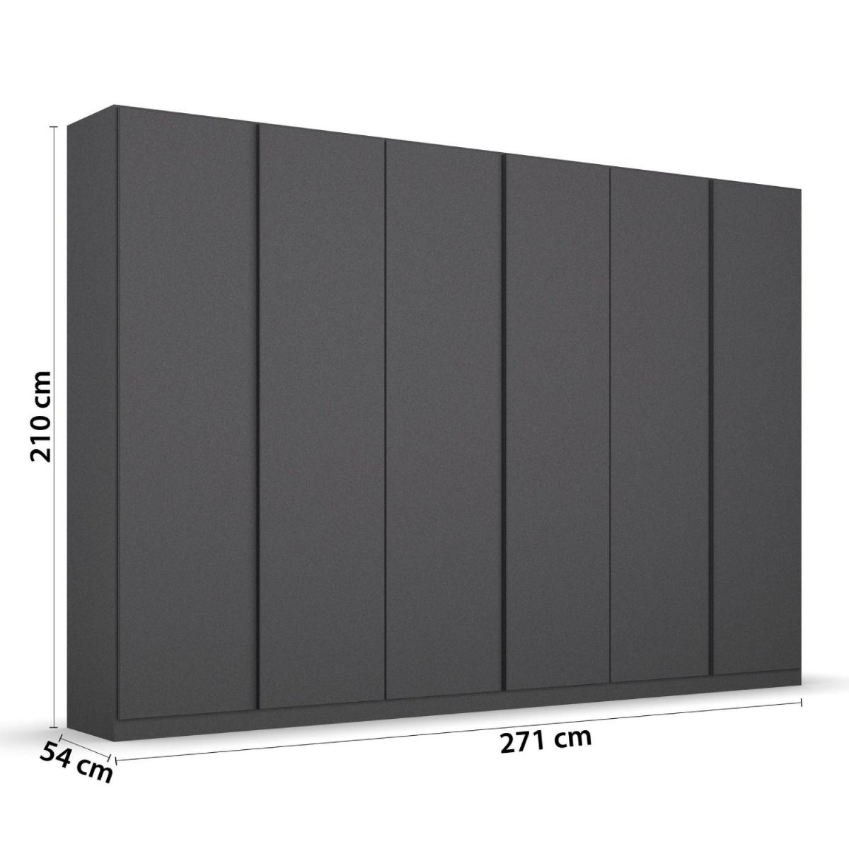 Oakwood Rauch Monostar Metallic Grey 6 Door Hinged Wardrobe W271CM