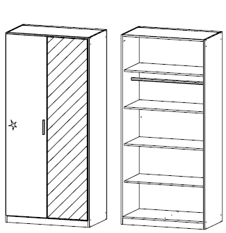 Oakwood Rauch Stuttgart Artisan Oak 2 Hinged Door Wardrobe With Mirror